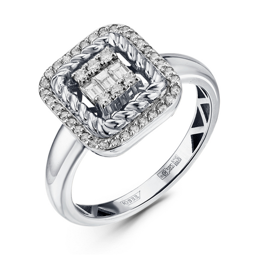 Кольцо с бриллиантами из белого золота 585 пробы арт. 01-P0522-03-001-07-03