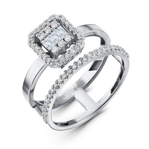 Кольцо с бриллиантами из белого золота 585 пробы