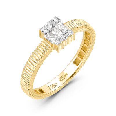 Кольцо с бриллиантами из желтого золота 585 пробы