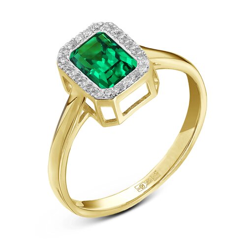 Кольцо с изумрудом и бриллиантами из золота 585 пробы