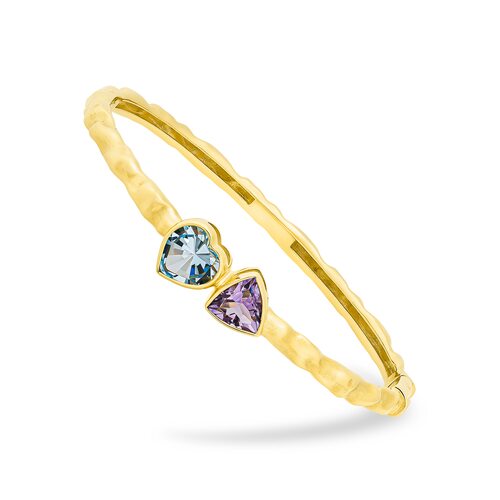 Браслет "Сердце" с топазом и аметистом из серебра 925 пробы с позолотой