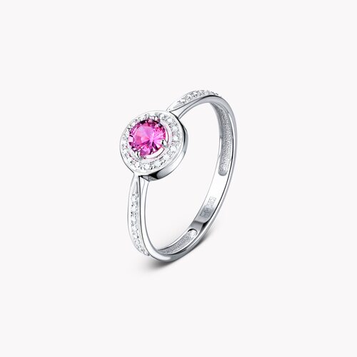 Кольцо с сапфиром и бриллиантами из белого золота 585 пробы