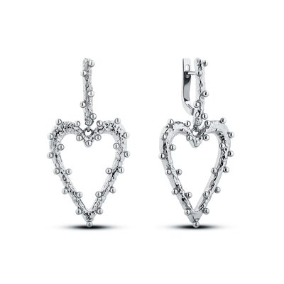 Серьги "Сердца" из серебра 925 пробы