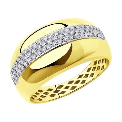 Кольцо с фианитами из желтого золота 585 пробы