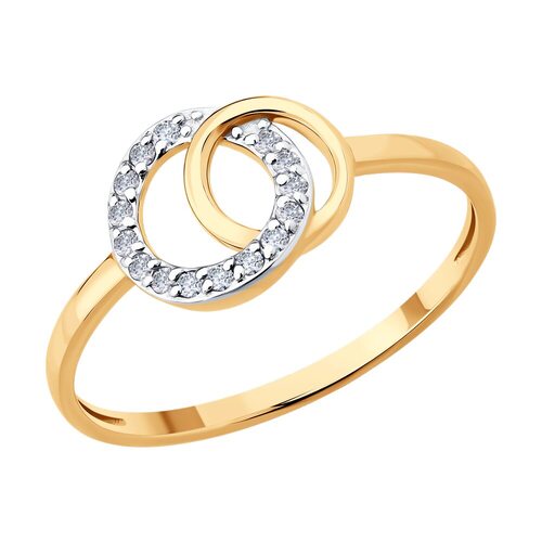 Кольцо с фианитами из золота 585 пробы