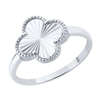 Кольцо "Клевер" из белого золота 585 пробы