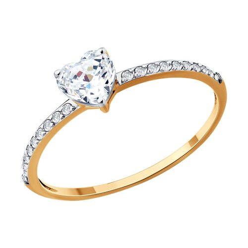 Кольцо с фианитами из золота 585 пробы