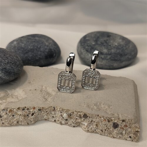 Серьги с бриллиантами из белого золота 585 пробы