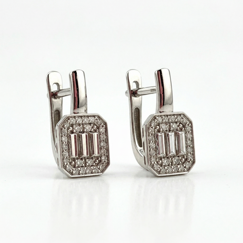 Серьги с бриллиантами из белого золота 585 пробы