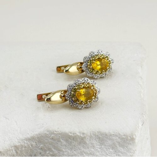 Серьги с сапфирами и бриллиантами из золота 585 пробы