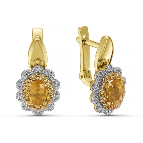 Серьги с сапфирами и бриллиантами из золота 585 пробы