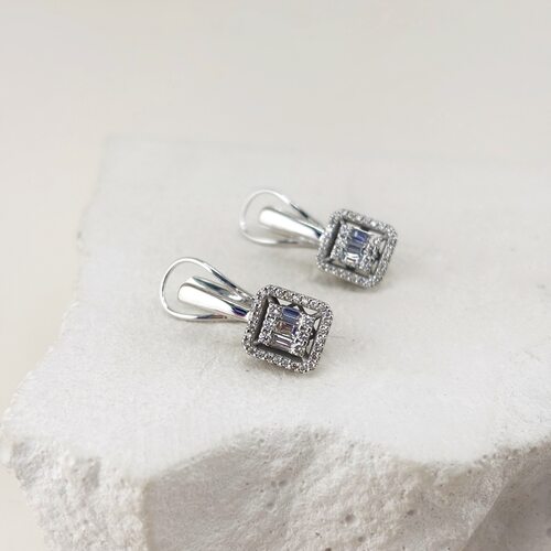 Серьги с бриллиантами из белого золота 585 пробы