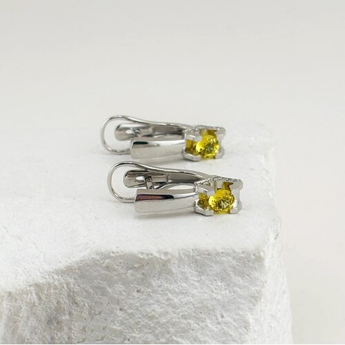 Серьги с сапфирами и бриллиантами из белого золота 585 пробы