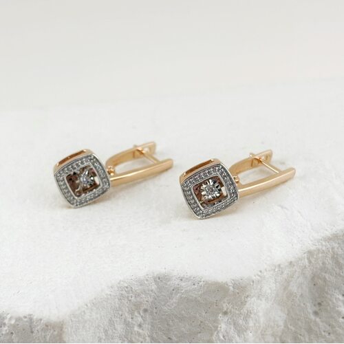 Серьги с танцующими бриллиантами из золота 585 пробы