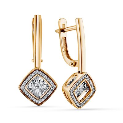 Серьги с танцующими бриллиантами из золота 585 пробы