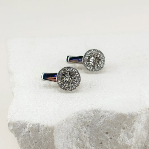 Серьги с танцующими бриллиантами из белого золота 585 пробы