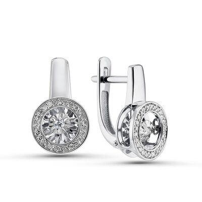 Серьги с танцующими бриллиантами из белого золота 585 пробы