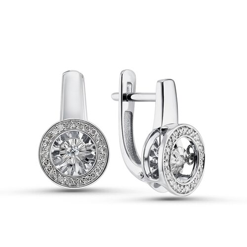 Серьги с танцующими бриллиантами из белого золота 585 пробы арт. 02-02444-03-001-02-03