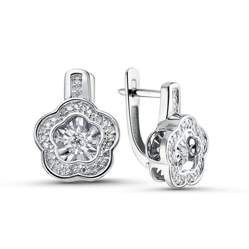 Серьги с танцующими бриллиантами из белого золота 585 пробы