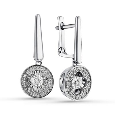 Серьги с бриллиантами из белого золота 585 пробы