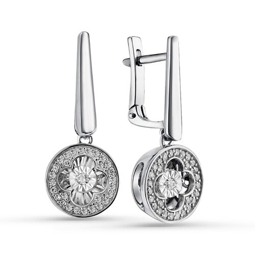 Серьги с бриллиантами из белого золота 585 пробы