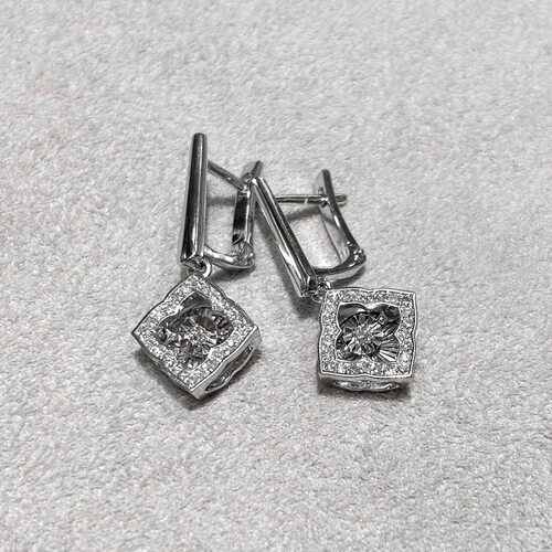 Серьги с танцующими бриллиантами из белого золота 585 пробы