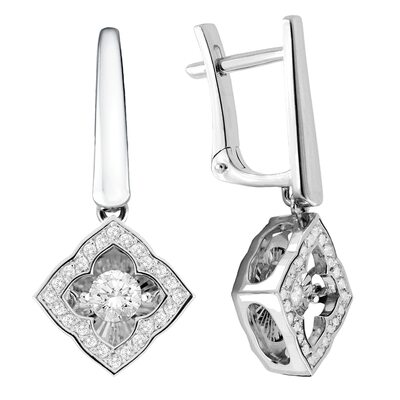 Серьги с танцующими бриллиантами из белого золота 585 пробы