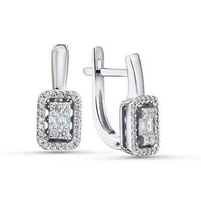 Серьги с бриллиантами из белого золота 585 пробы