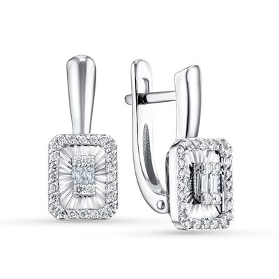 Серьги с бриллиантами из белого золота 585 пробы