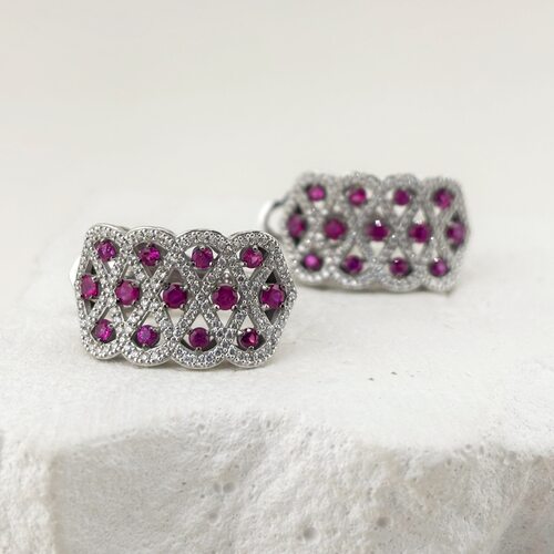 Серьги с рубинами и бриллиантами из золота 585 пробы арт. 02-03101-03-011-07-04