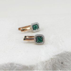 Серьги с изумрудами и бриллиантами из золота 585 пробы