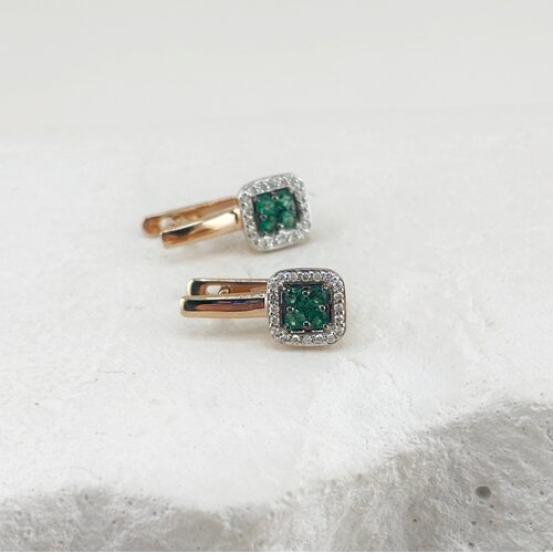 Серьги с изумрудами и бриллиантами из золота 585 пробы арт. 02-03175-01-110-01-02
