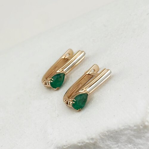 Серьги с изумрудами из золота 585 пробы