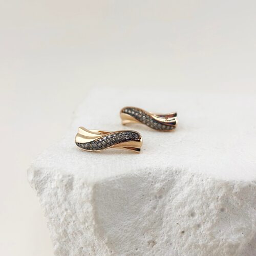 Серьги с коньячными бриллиантами из золота 585 пробы