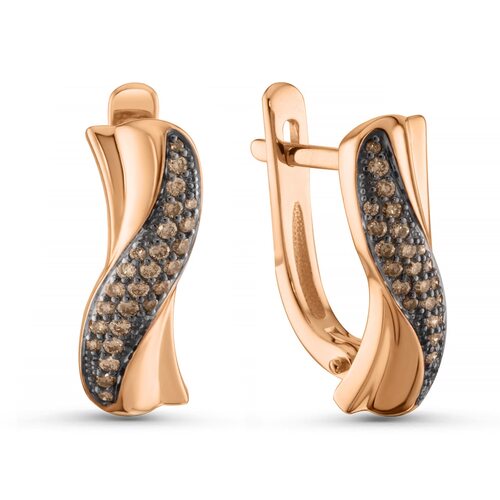 Серьги с коньячными бриллиантами из золота 585 пробы