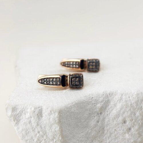 Серьги с коньячными бриллиантами из золота 585 пробы