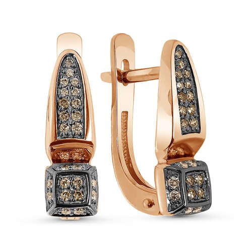 Серьги с коньячными бриллиантами из золота 585 пробы