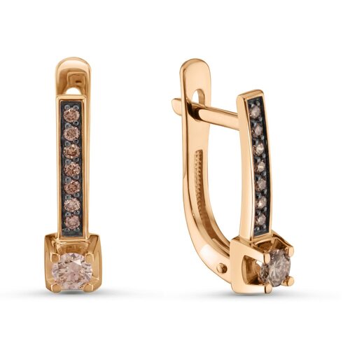 Серьги с коньячными бриллиантами из золота 585 пробы