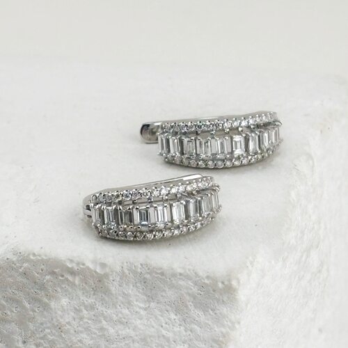 Серьги с бриллиантами из белого золота 585 пробы