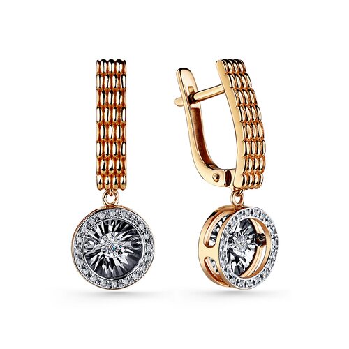 Серьги с танцующими бриллиантами из золота 585 пробы