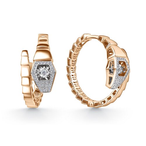 Серьги "Змеи" с бриллиантами из золота 585 пробы