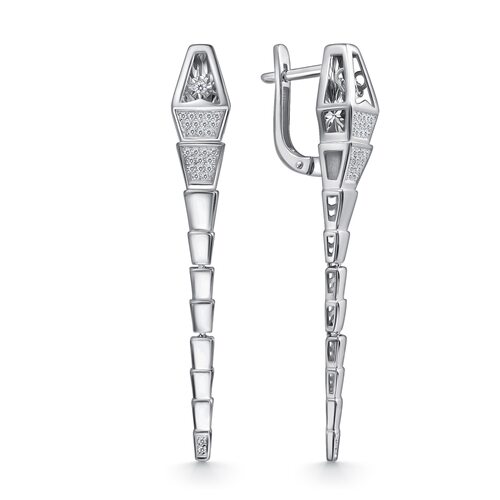 Серьги "Змеи" с бриллиантами из белого золота 585 пробы