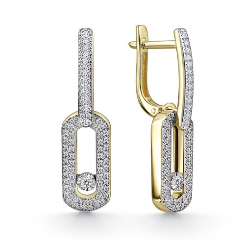 Серьги с бриллиантами из желтого золота 585 пробы