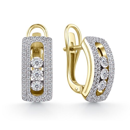 Серьги с бриллиантами из желтого золота 585 пробы