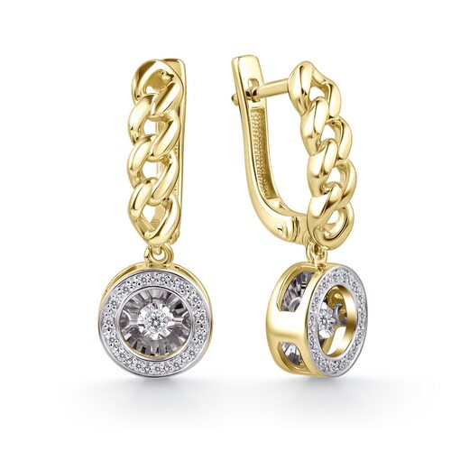 Серьги с бриллиантами из желтого золота 585 пробы