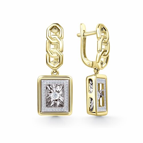 Серьги с бриллиантами из желтого золота 585 пробы