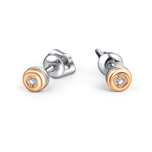 Серьги с бриллиантами и золотой вставкой из серебра 925 пробы