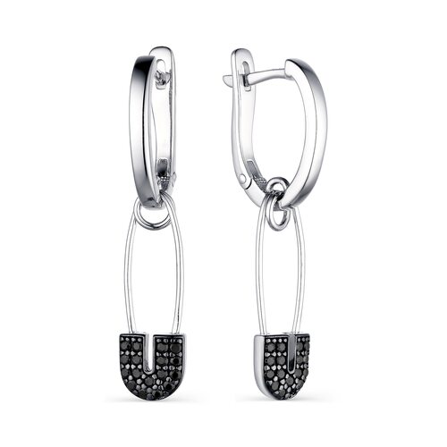 Серьги "Булавки" с фианитами из серебра 925 пробы