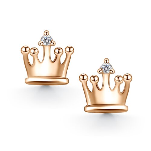 Серьги "Короны" с бриллиантами и золотой вставкой из серебра 925 пробы