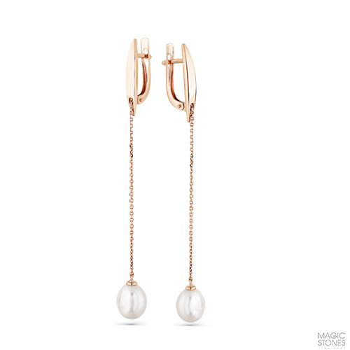 Серьги с жемчугом из золота 585 пробы